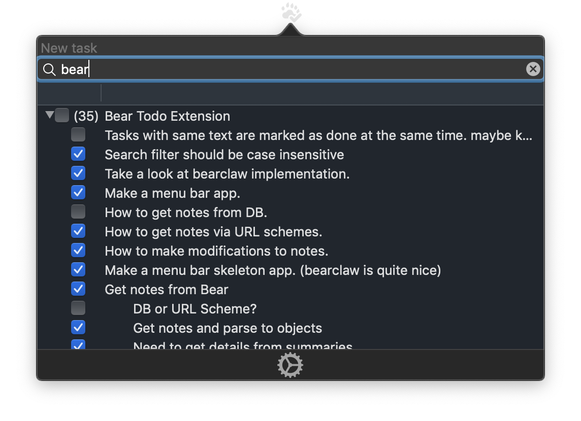 Bear todo screenshoot