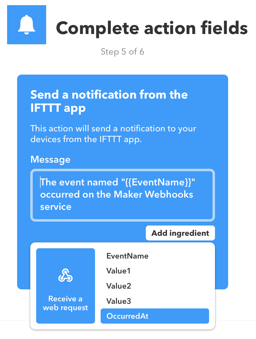 IFTTT notification event