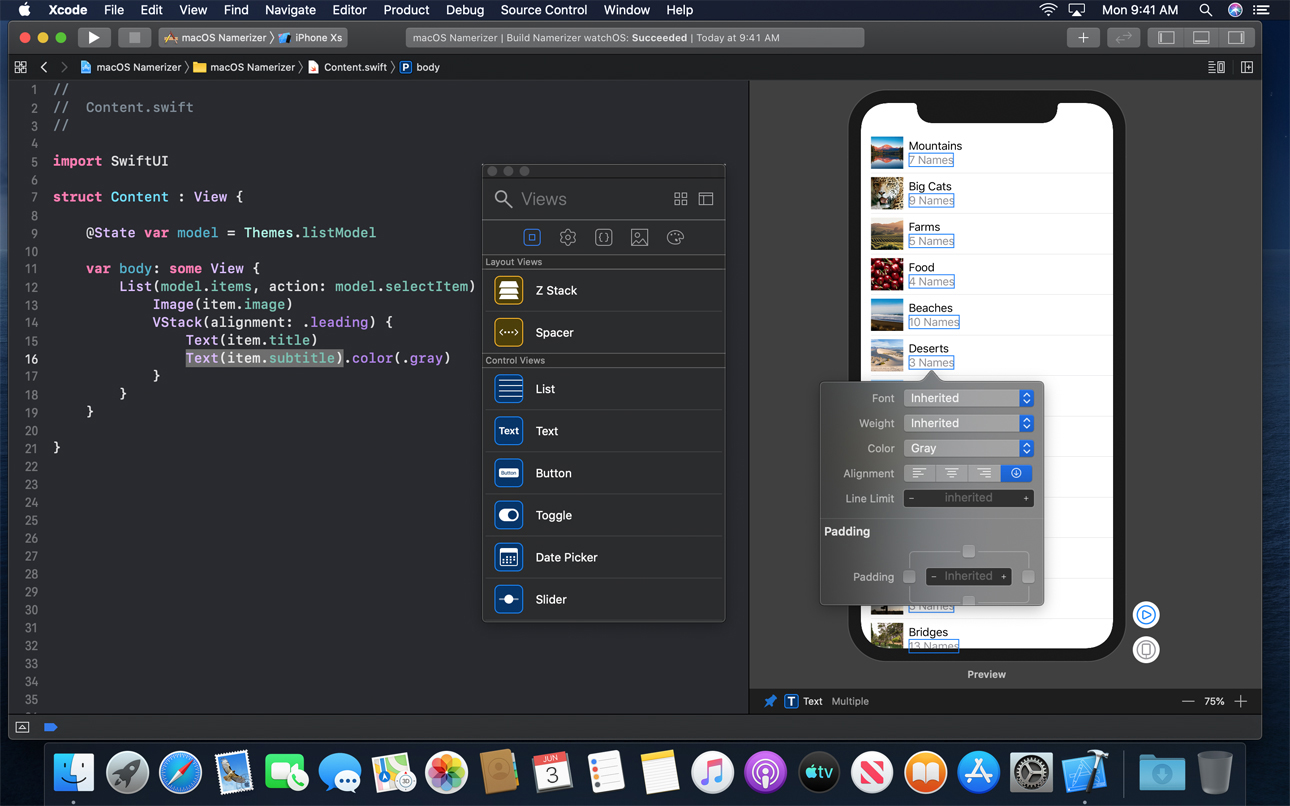 SwiftUI interface builder